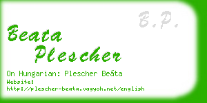 beata plescher business card